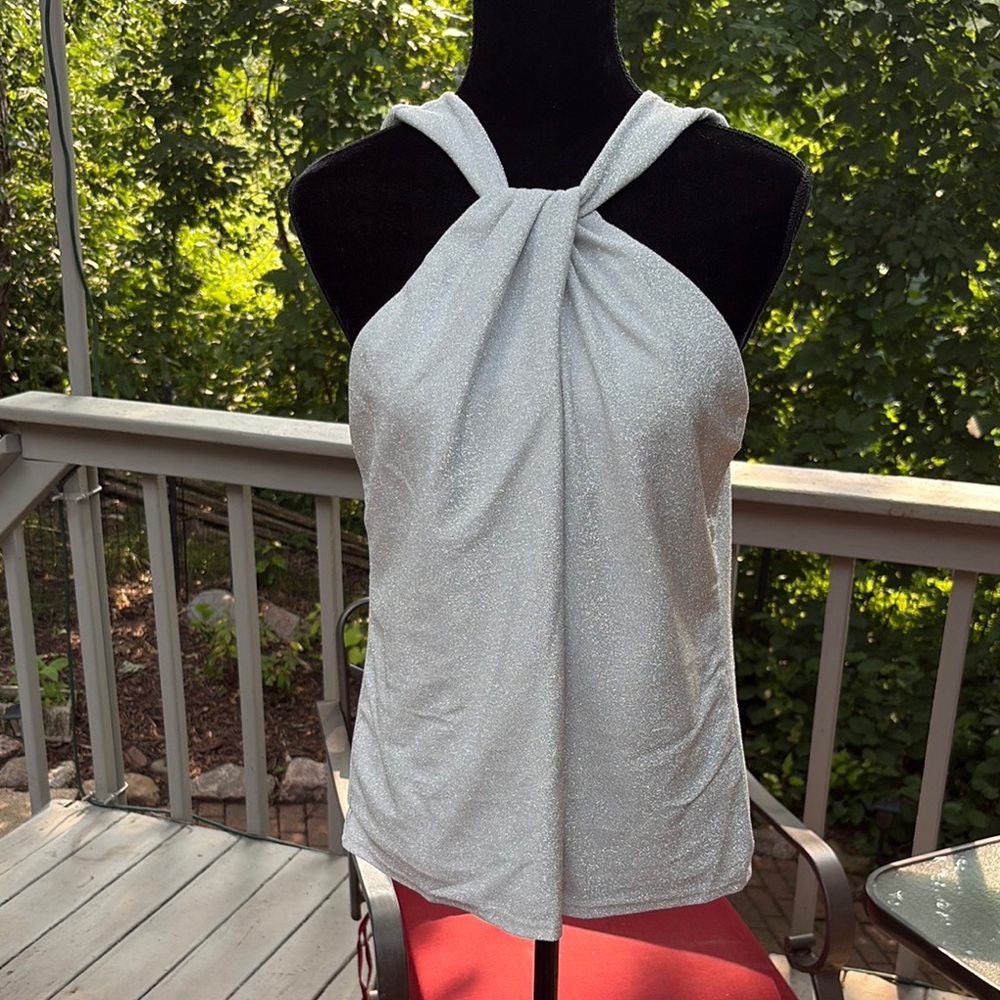 Ro & De Gray Asymmetrical Tie Front Tank Top